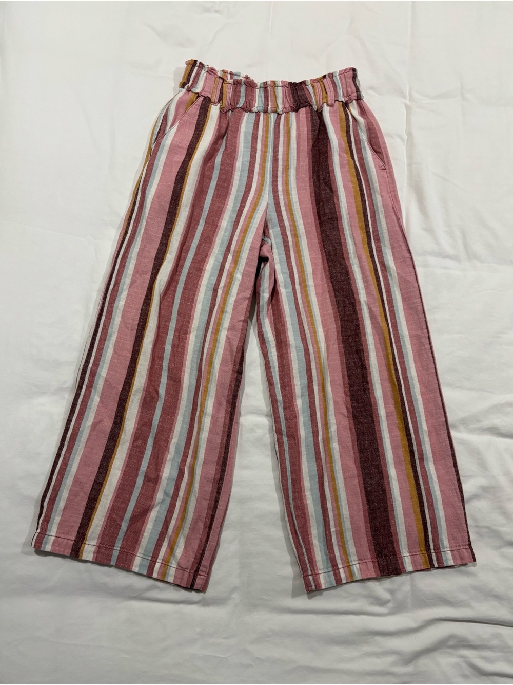 a.n.a Pink Striped Wide-Leg Pull-On Pants
